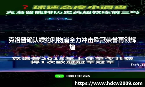 克洛普确认续约利物浦全力冲击欧冠荣誉再创辉煌